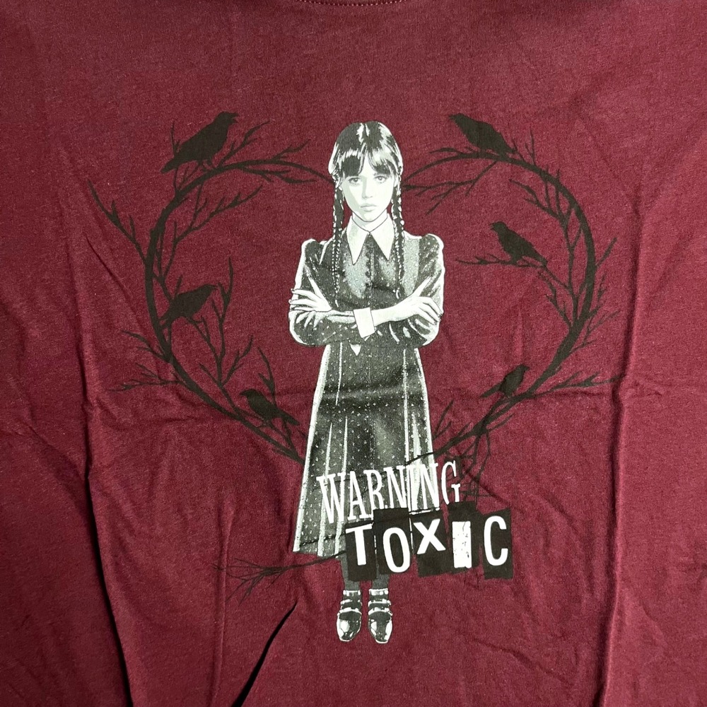 NWT Torrid Wednesday Addams Warning Toxic Graphic Tee 1X